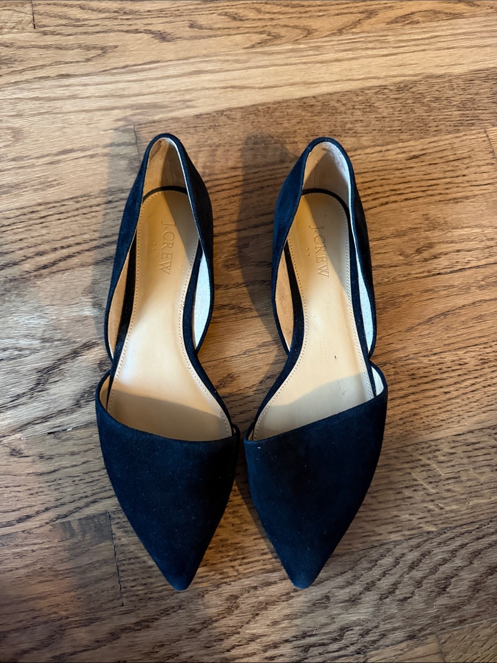 J. Crew Black Suede Pointed D'Orsay Flats